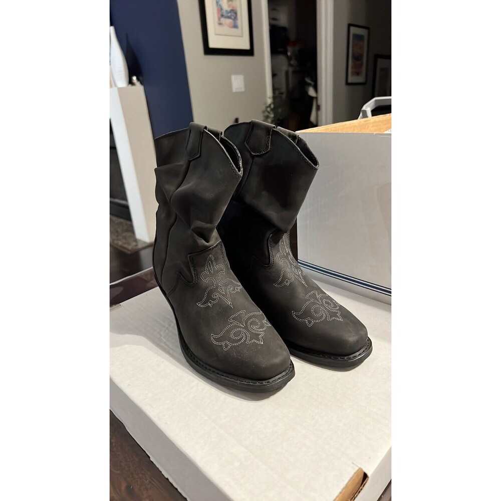 Santa Fe Boot‎ Company Grey/black Cowboy Cowgirl Leather Country - Woman’s 6